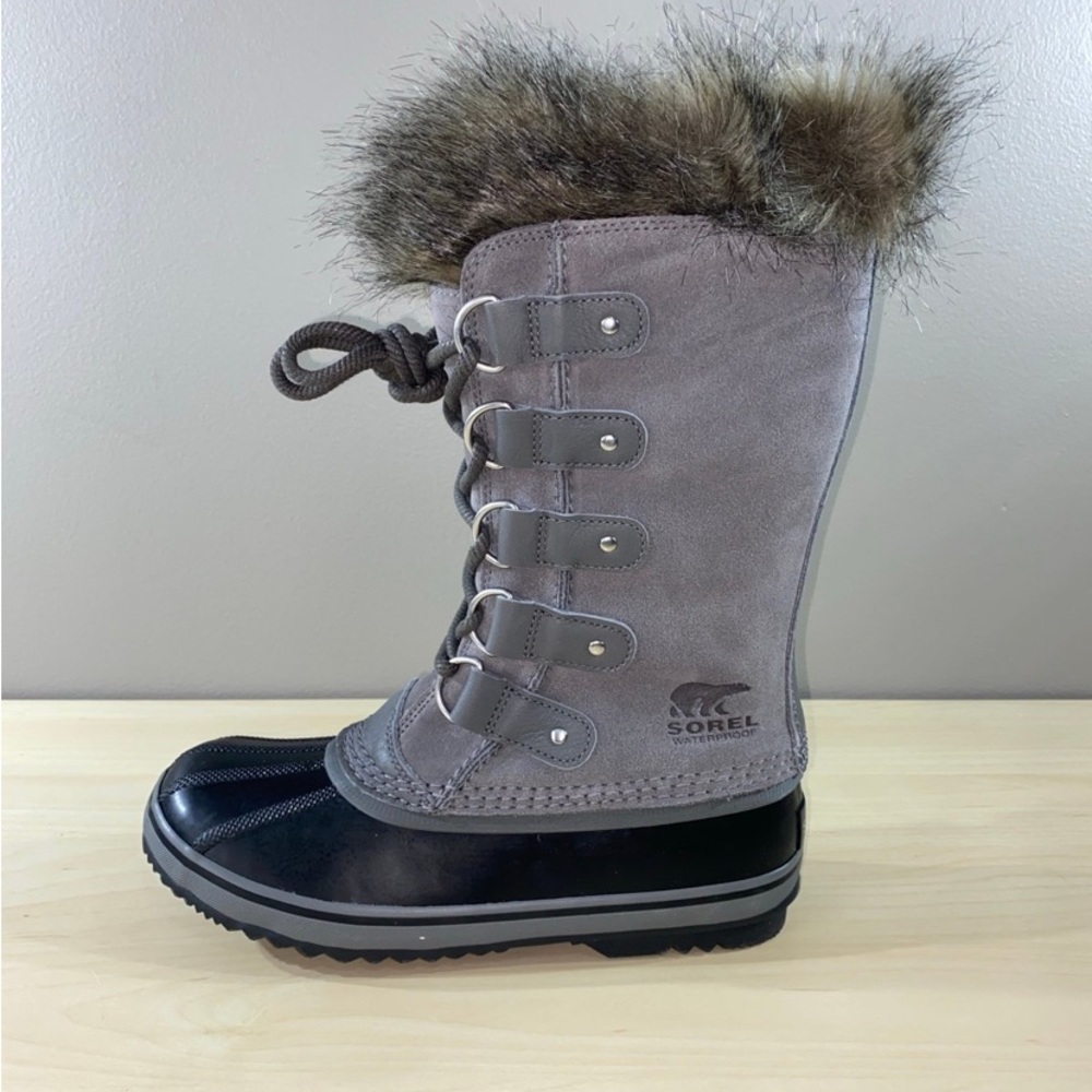Sorel Women's Gray and Black Fur-Trimmed Calf-high Boot